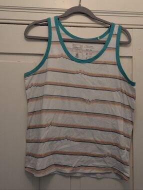 Patagonia Tank T Shirt Rainbow Stripes w/ Waves- L
